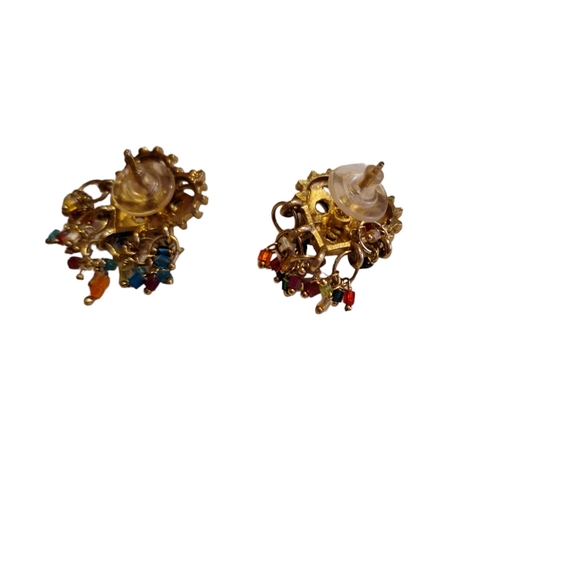 Heavy elaborate multicolor chain and earring set with case - Picture 3 of 5